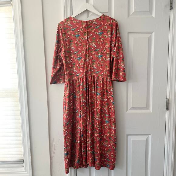 Dolly and Dotty Unique Vintage Red Billie Dinosaur Volcano Flared Midi Dress 10 - Picture 9 of 13